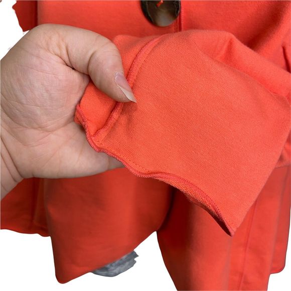 Neon Buddha Size Medium Button Front Blazer Jacket Coral Stretch Knit Bright EUC - Picture 4 of 7